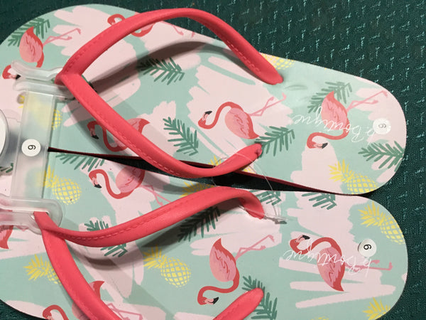 Tropical flamingo  flip flops