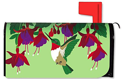 Hummingbird and fuchsia mailbox cover