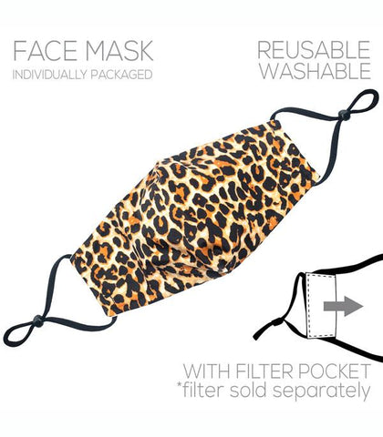Leopard Reusable Filter Pocket Face Mask