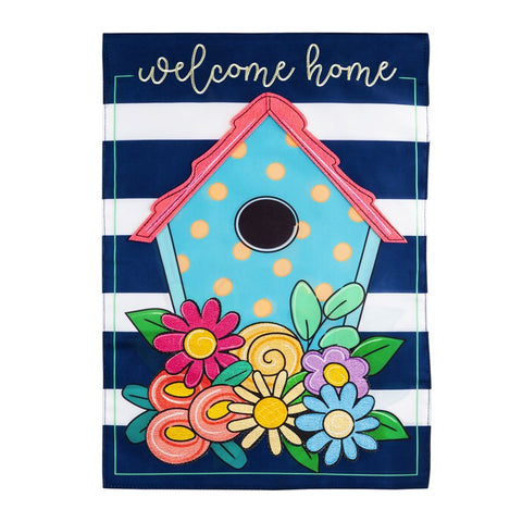 Welcome Home Birdhouse House Applique Flag