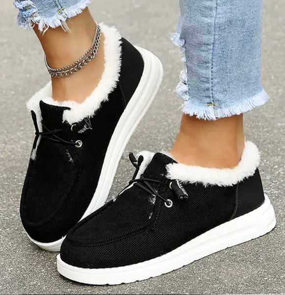 Black Sherpa lined slip on shoe