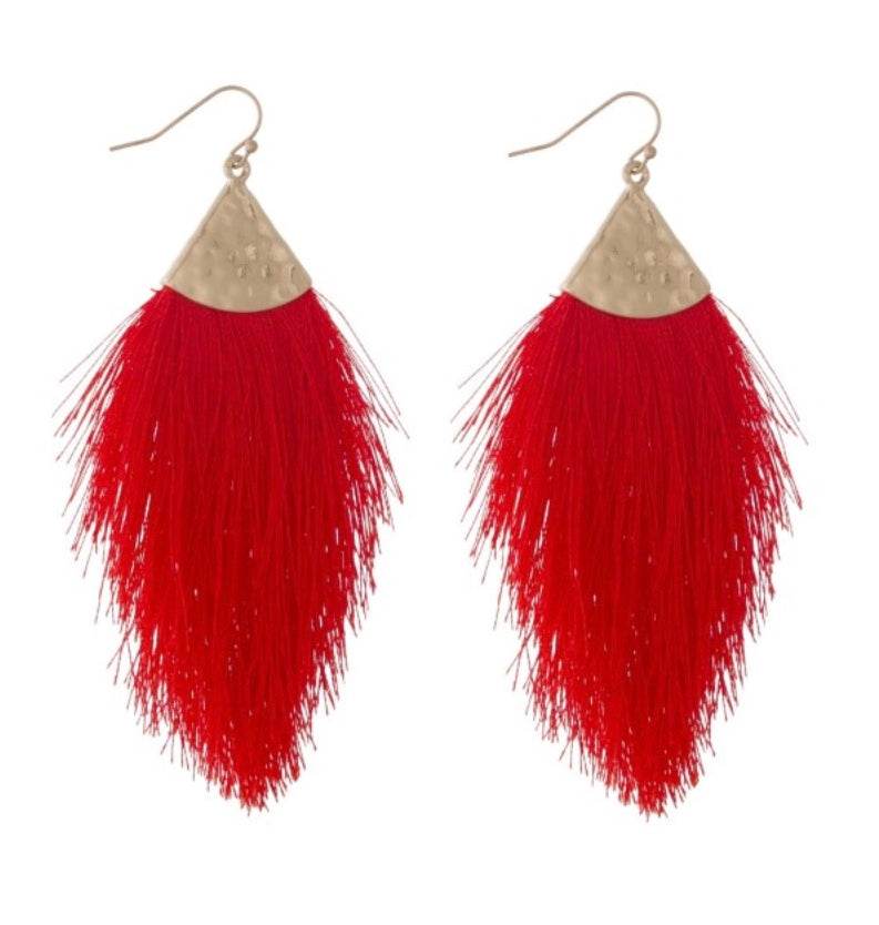 Red tassel earrings