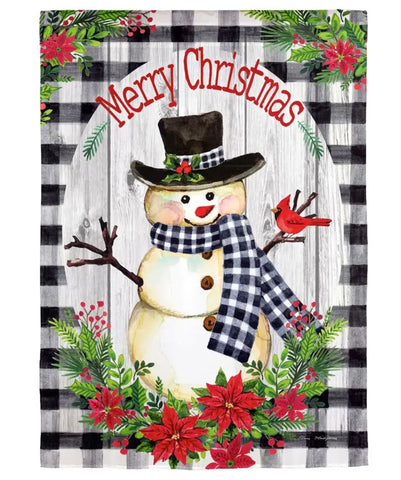 Country Plaid Snowman Garden Strié Flag