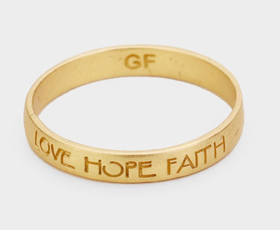Love Hope Faith fashion ring size 8