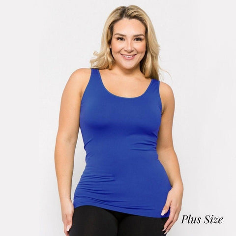 Royal blue round neck tank top Plus