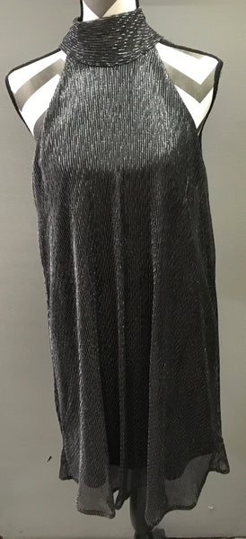 Glam silver metallic on black lined dress
