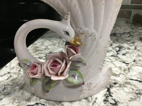 Vintage Enesco Swan china vase 1960s pre owned