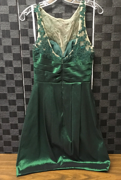 Sequin lace emerald sleeveless Formal Dress Size 6 pre owned