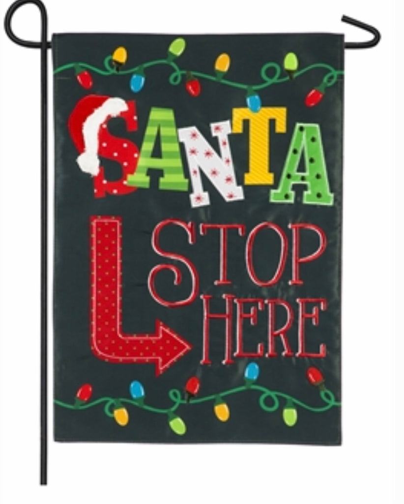 Santa stop here garden flag