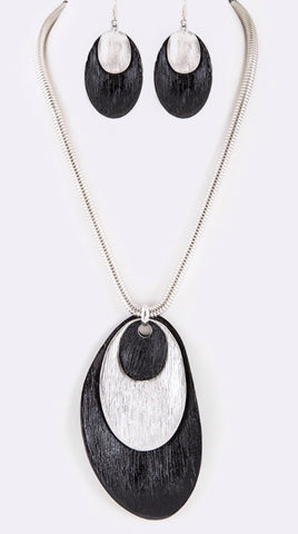 Layered black metal necklace set