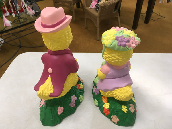 Mr and Mrs Duck couple dressed for Easter Dinner ceramic
