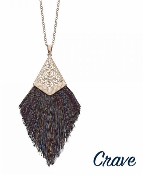 Multi tassel pendant necklace