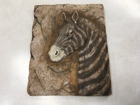 Zebra resin stone wall art picture preowned