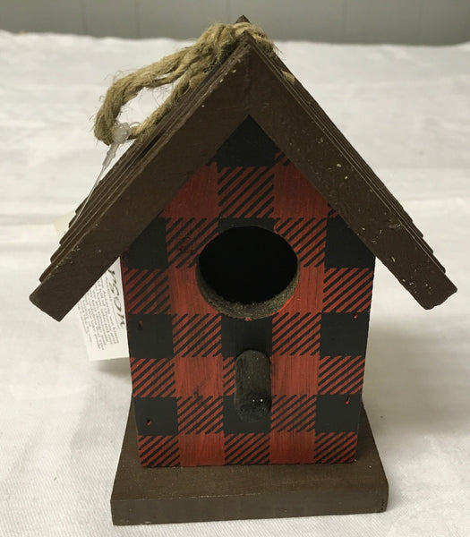 Red Plaid Mini Birdhouse