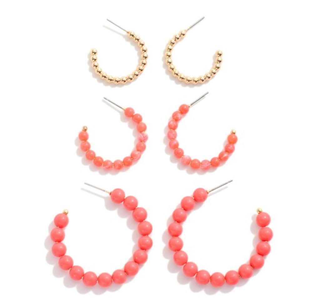 Pink and gold bead earrings