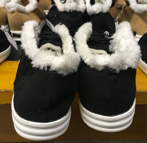 Black Sherpa lined slip on shoe