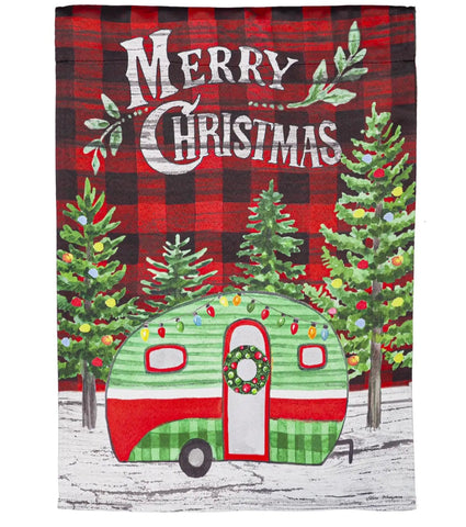 Christmas Camper Garden Suede Flag