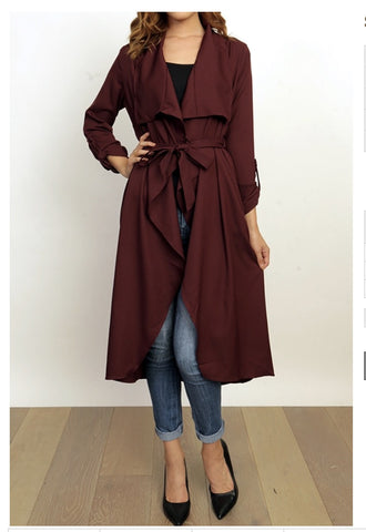 Burgundy long jacket SMALL ONLY