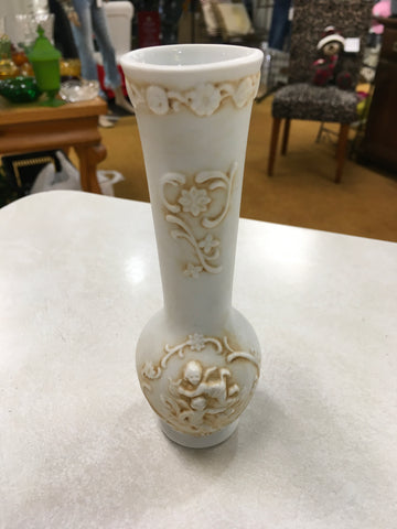 Vintage Lefton design porcelain cherub angel bud vase