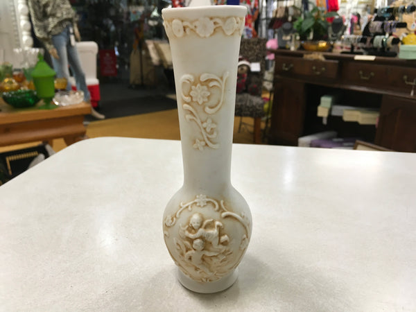 Vintage Lefton design porcelain cherub angel bud vase