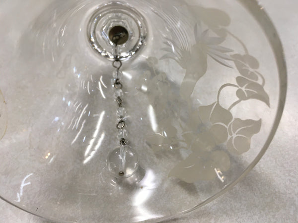 Avon crystal glass frosted hummingbird vine bell