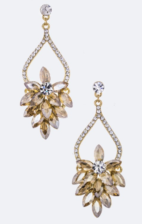Topaz crystal flower earrings