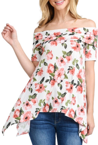 White Floral off the shoulder top
