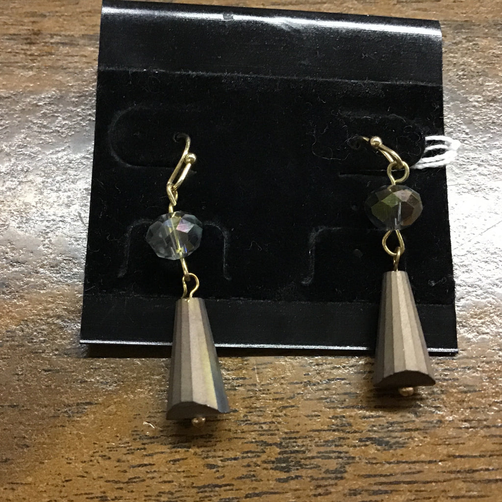Gold and brown drop earrings