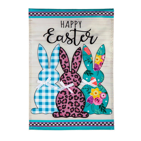 Bright Bunnies Garden Applique Flag