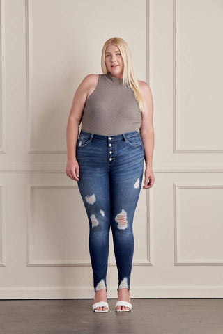 KanCan Dark Denim distressed Jean