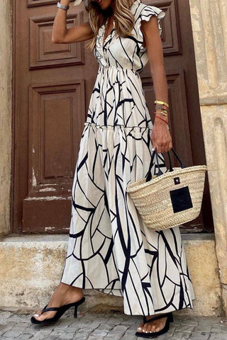 Black Abstract Print Maxi Dress LAST ONE SIZE SMALL!