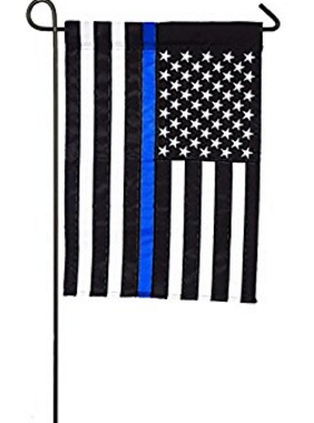 First responders Thin Blue police Line garden flag