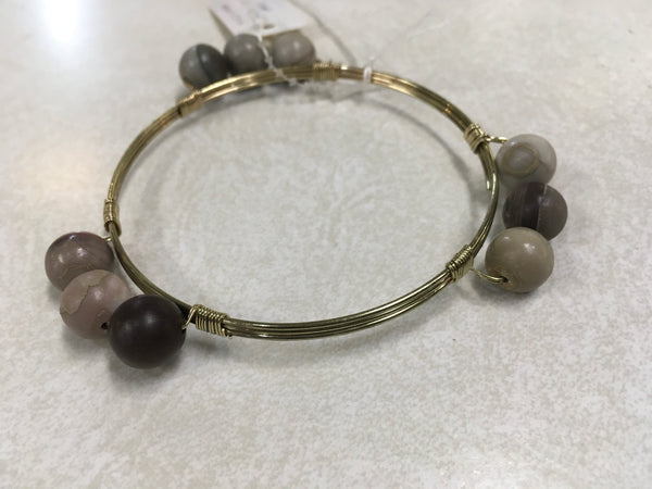 Gray bead bangle bracelet