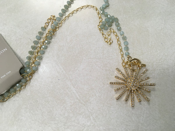 Mint bead starburst necklace