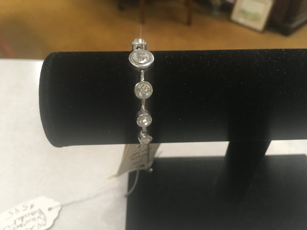 Silver rhinestone adjustable bracelet