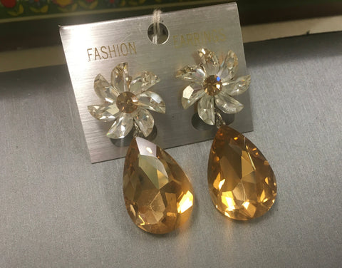 Topaz gold crystal teardrop earrings