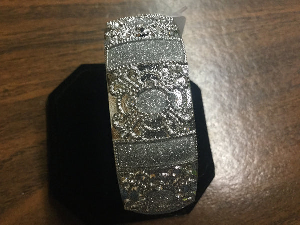 Silver cuff glitter bracelet