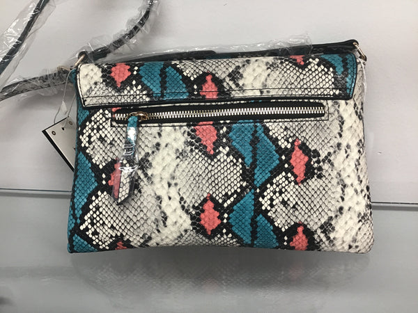 Blue Snake Skin Print Crossbody Bag