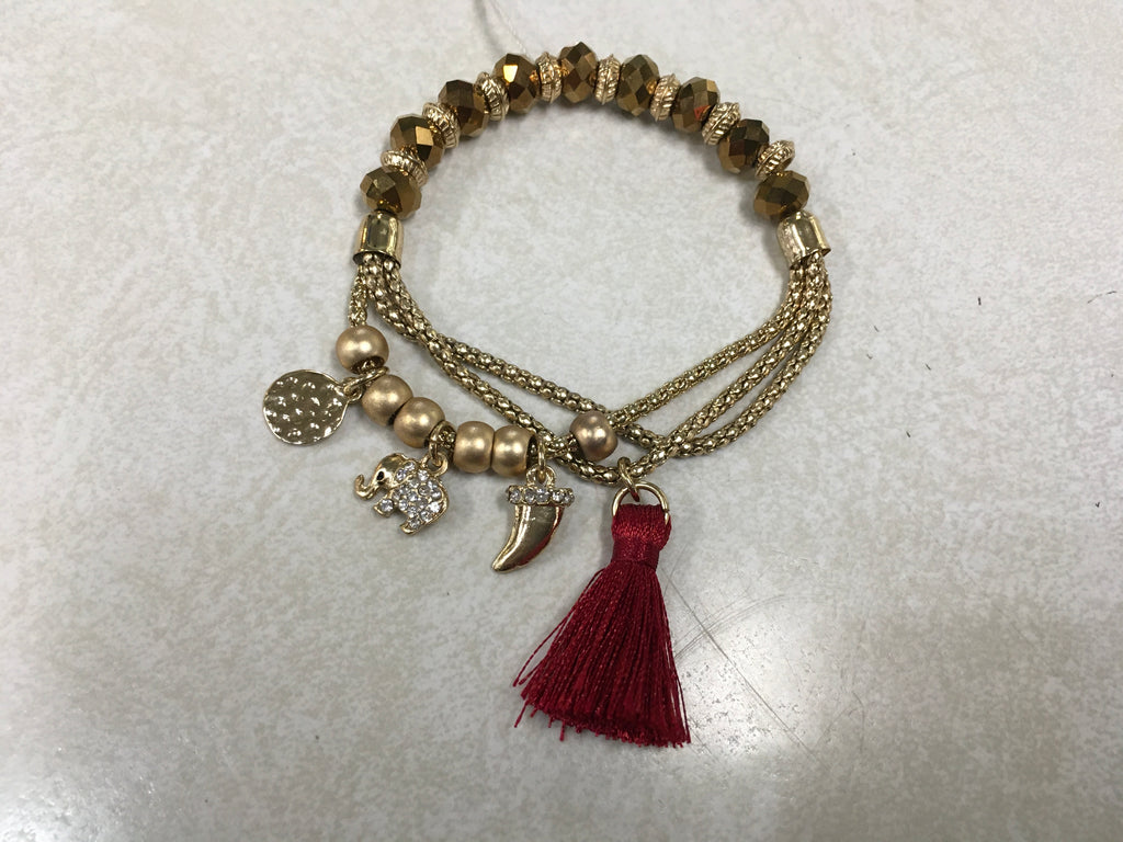 Red tassel stretch bracelet