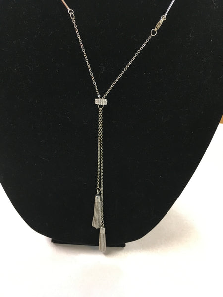 Silver collar tassel necklace set