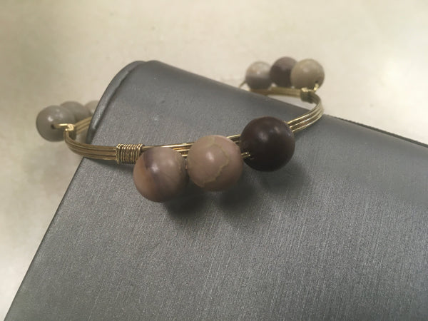 Gray bead bangle bracelet