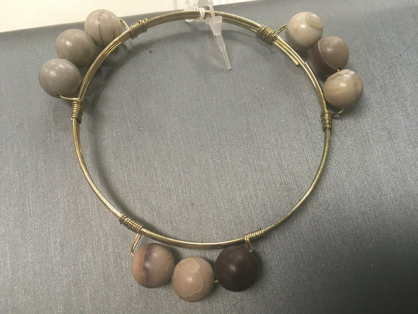 Gray bead bangle bracelet