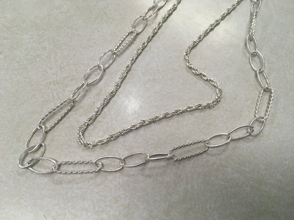 Silver link double strand necklace