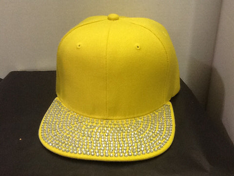 Yellow rhinestone bill baseball cap