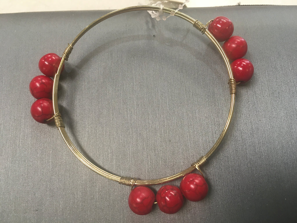 Red bead bangle bracelet